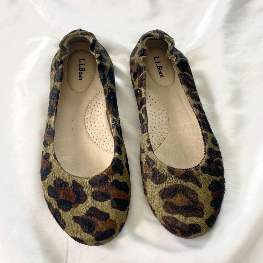 Early 2000's Elegant Glam L.L.Bean cheetah print Pony Hair ballet flats US 8